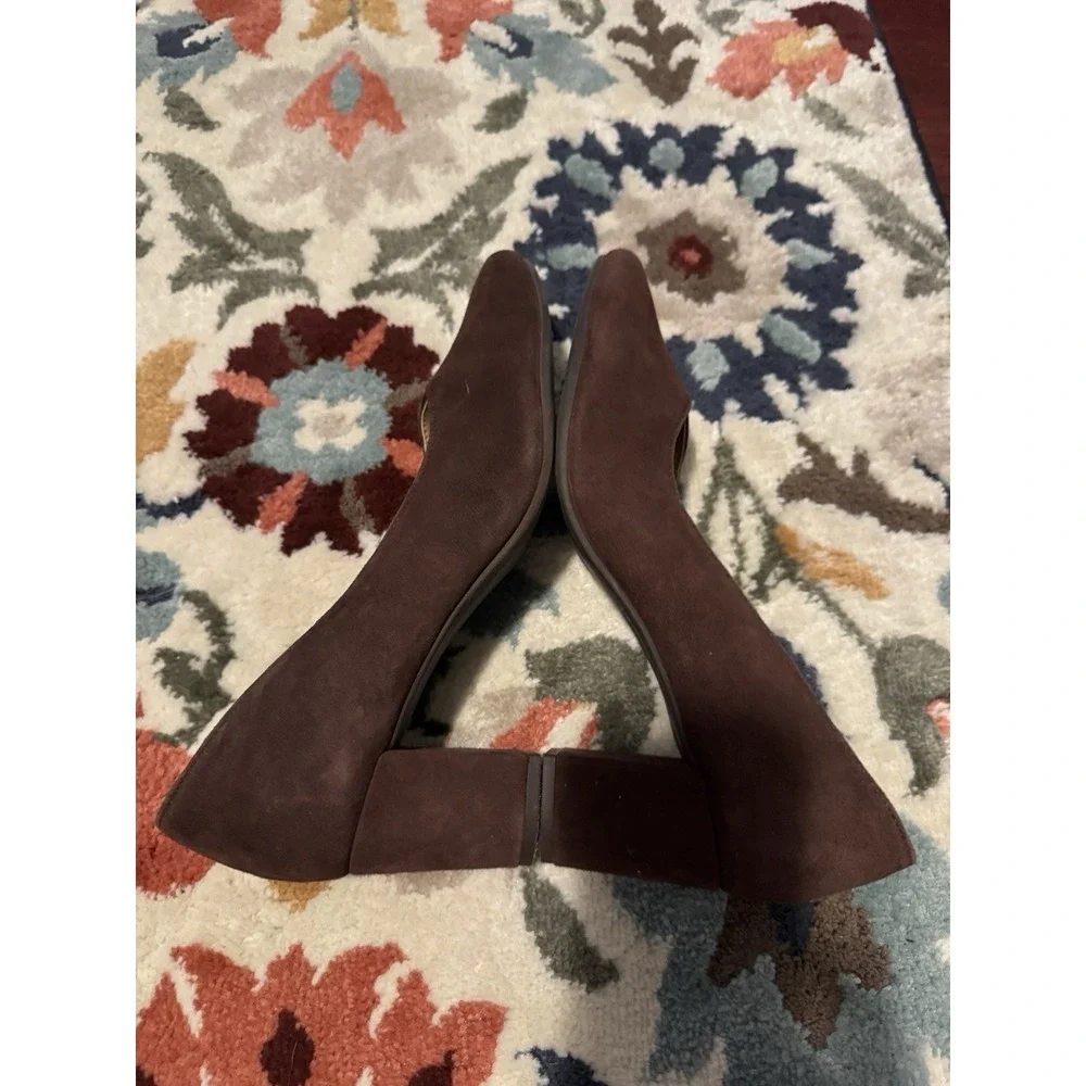 Hush Puppies Suede Pumps Size 10 Brown Comfort Minimalist Office Block Heel